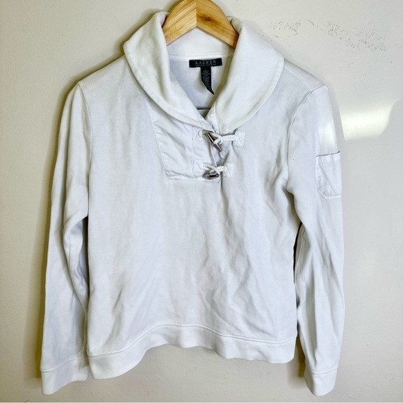 New Lauren Ralph Lauren Sweater Womens Size Large White Toggle Buttons‎ Pullover - Picture 4 of 11